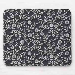 Elegant Chalkboard Floral Pattern Mouse Mat
