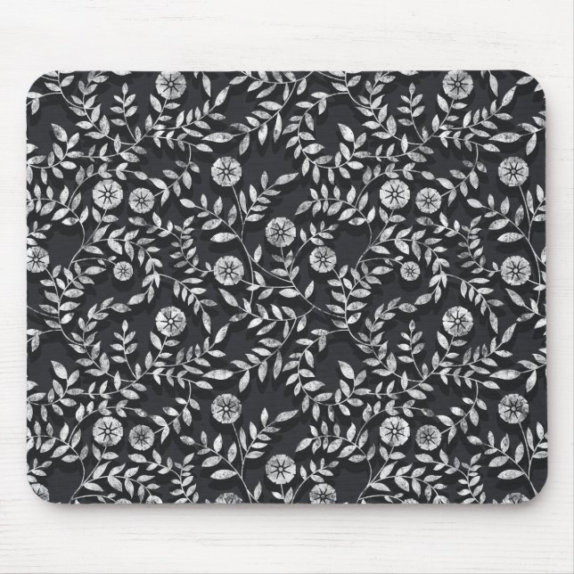 Elegant Chalkboard Floral Pattern Mouse Mat (Front)