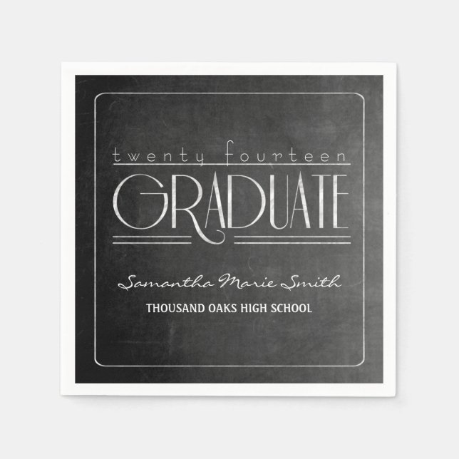 Elegant Chalkboard Graduation Napkins (Front)