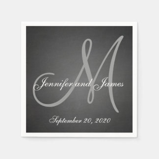 Elegant Chalkboard Monogram Paper Napkins