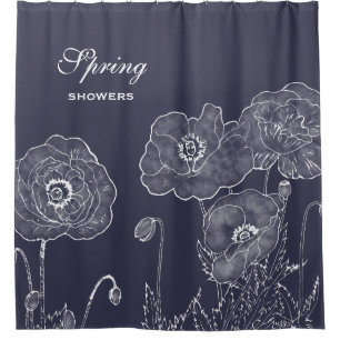 Elegant Chalkboard Spring Floral Custom Colour Shower Curtain
