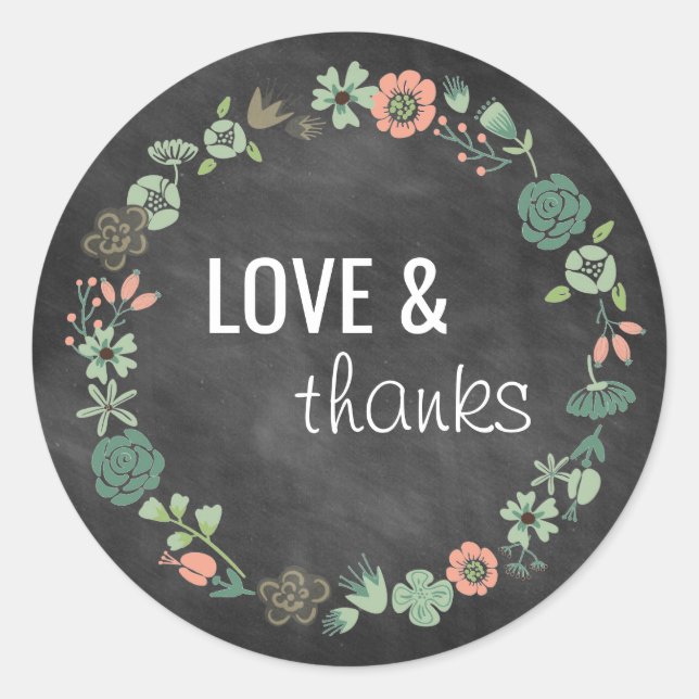 Elegant, Chalkboard Stickers with Flowers (Front)