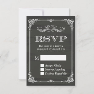 Elegant Chalkboard Vintage Frame Decor RSVP Card
