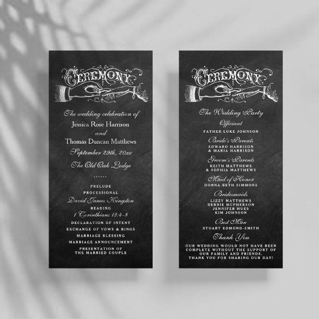 Elegant Chalkboard Wedding Ceremony Programs Rack Card (Creator Uploaded)