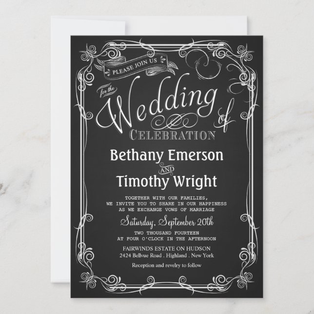 Elegant Chalkboard Wedding Invitation (Front)