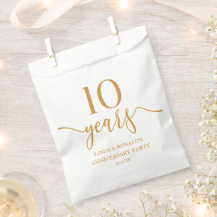 Elegant Champagne 10th Wedding Anniversary Favour Bags