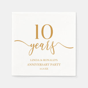 Elegant Champagne 10th Wedding Anniversary Napkin