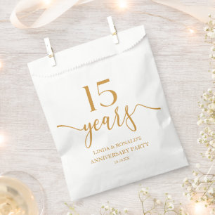 Elegant Champagne 15th Wedding Anniversary Favour Bags