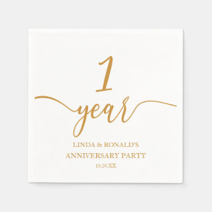 Elegant Champagne 1st Wedding Anniversary Napkin