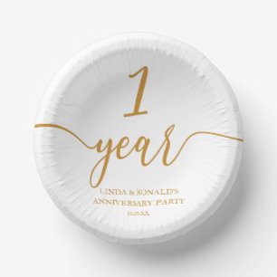 Elegant Champagne 1st Wedding Anniversary Paper Plate