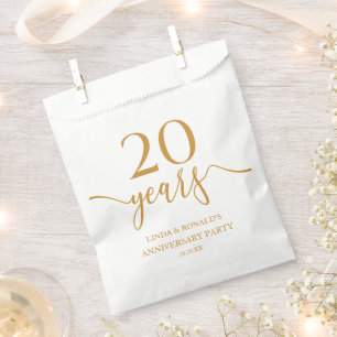 Elegant Champagne 20th Wedding Anniversary Favour Bags