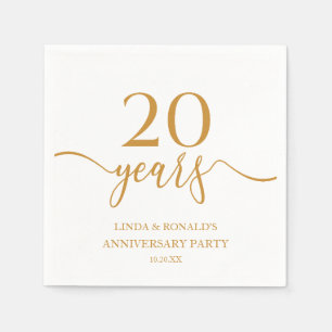 Elegant Champagne 20th Wedding Anniversary Napkin