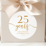 Elegant Champagne 25th Wedding Anniversary Classic Round Sticker<br><div class="desc">These are Elegant Minimalist Champagne 25th Wedding Anniversary Party Favour Stickers!</div>