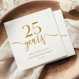 Elegant Champagne 25th Wedding Anniversary Napkin