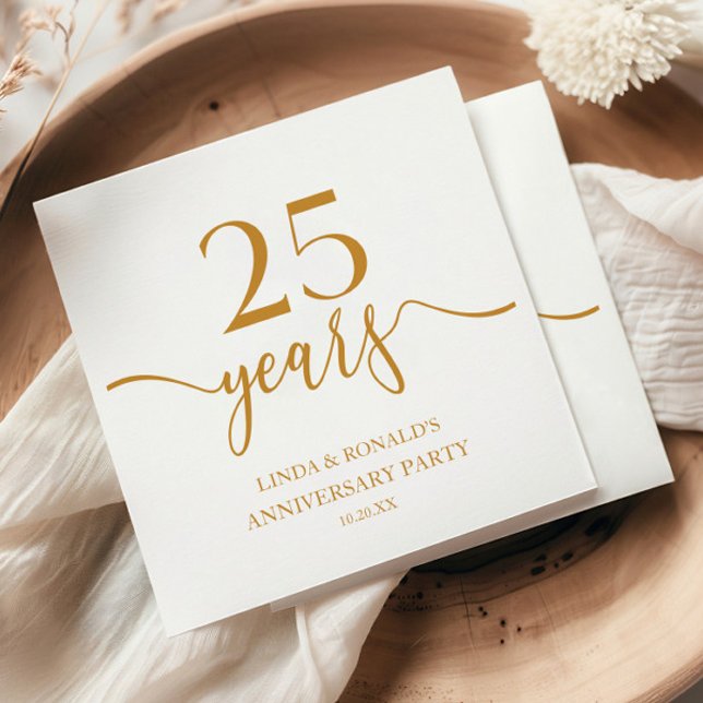 Elegant Champagne 25th Wedding Anniversary Napkin (Creator Uploaded)