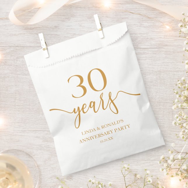 Elegant Champagne 30th Wedding Anniversary Favour Bags (Clipped)