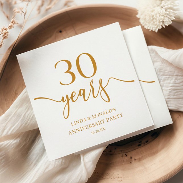 Elegant Champagne 30th Wedding Anniversary Napkin (Creator Uploaded)