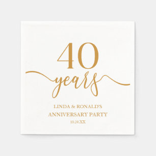 Elegant Champagne 40th Wedding Anniversary Napkin