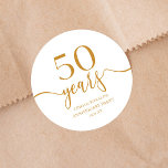 Elegant Champagne 50th Wedding Anniversary Classic Round Sticker<br><div class="desc">These are Elegant Minimalist Champagne 50th Wedding Anniversary Party Favour Stickers!</div>