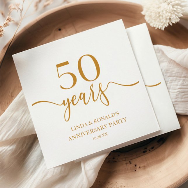 Elegant Champagne 50th Wedding Anniversary Napkin (Creator Uploaded)