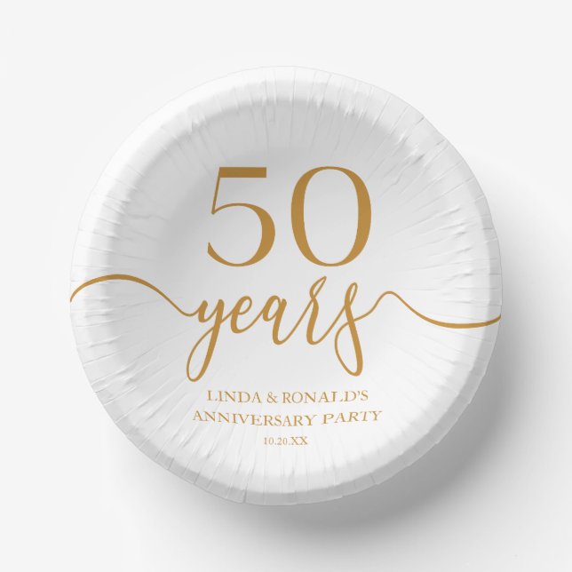 Elegant Champagne 50th Wedding Anniversary Paper Plate (Front)