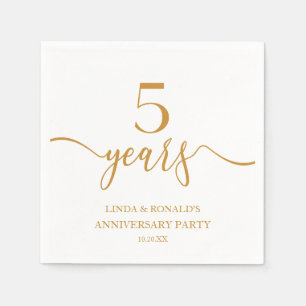 Elegant Champagne 5th Wedding Anniversary Napkin