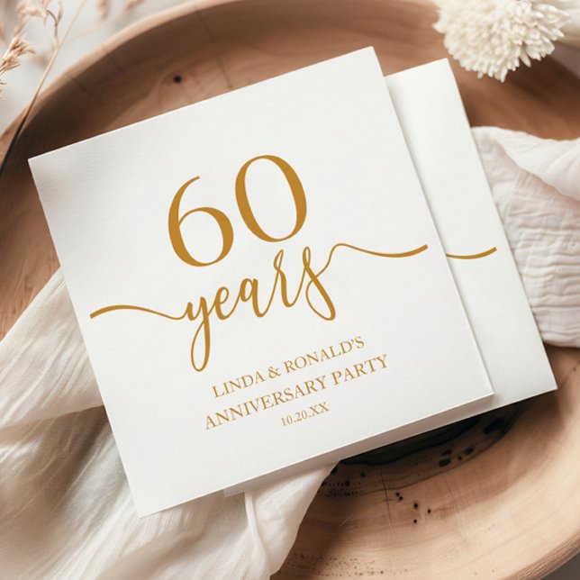 Elegant Champagne 60th Wedding Anniversary Napkin (Creator Uploaded)