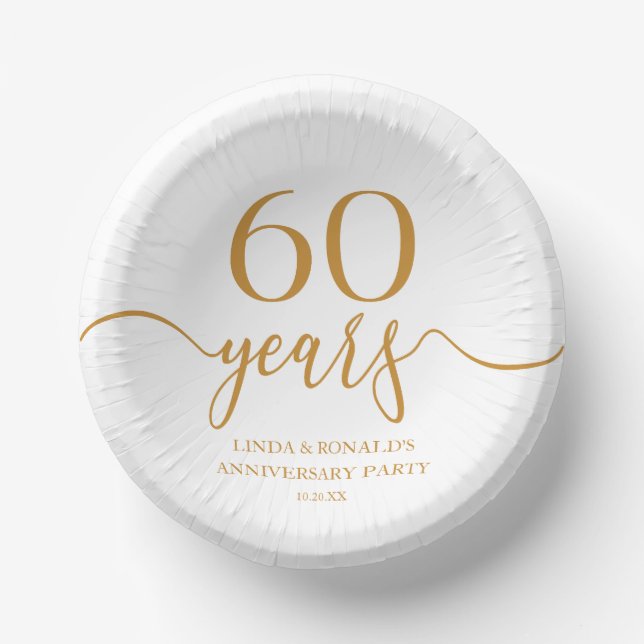 Elegant Champagne 60th Wedding Anniversary Paper Plate (Front)