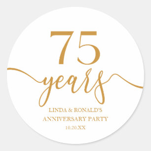 Elegant Champagne 75th Wedding Anniversary Classic Round Sticker