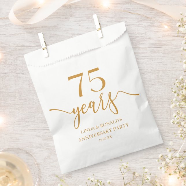 Elegant Champagne 75th Wedding Anniversary Favour Bags (Clipped)