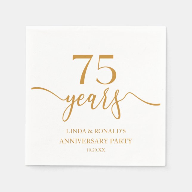 Elegant Champagne 75th Wedding Anniversary Napkin (Front)