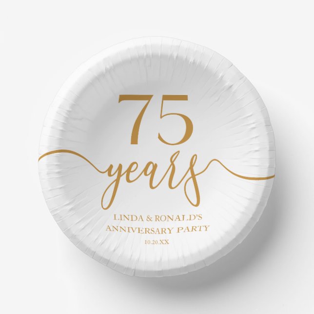 Elegant Champagne 75th Wedding Anniversary Paper Plate (Front)