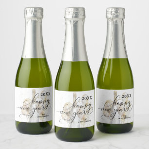 Elegant Champagne and Balloons Happy New Year Mini Sparkling Wine Label