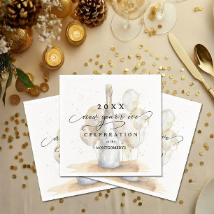 Elegant Champagne and Balloons New Year's Eve Napkin