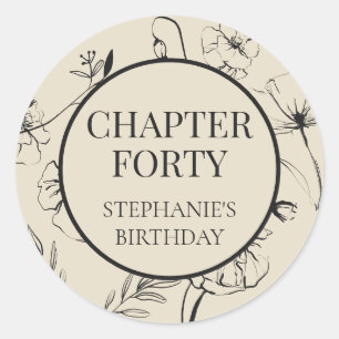 Elegant Champagne and Black Chapter 40th Birthday Classic Round Sticker