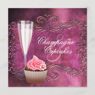 Elegant Champagne and Cupcake Bridal Shower Invitation
