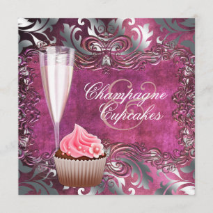 Elegant Champagne and Cupcake Bridal Shower Invitation
