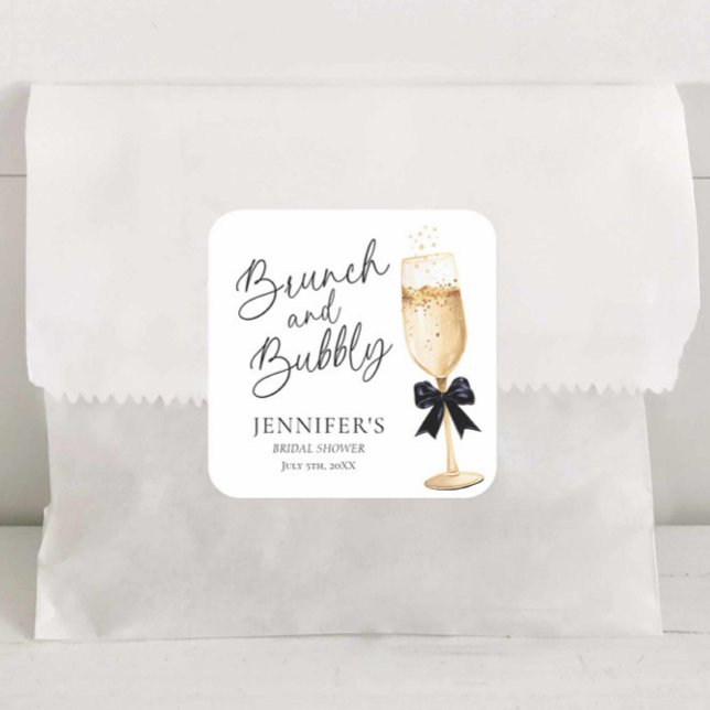 Elegant Champagne Bridal Shower Sticker (Brunch and Bubbly  Champagne Favor Sticker)