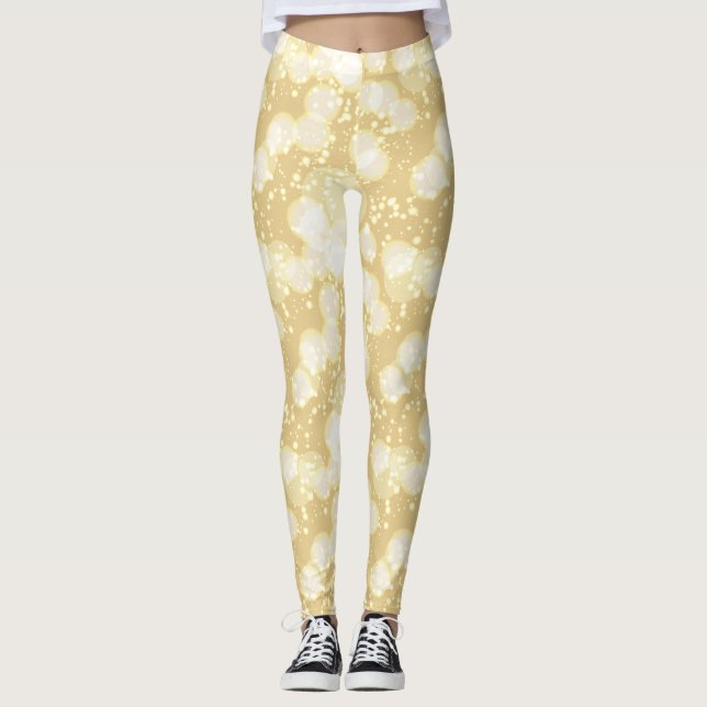 Elegant Champagne Bubbles Leggings (Front)