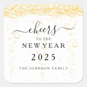 Elegant Champagne Cheers New Year's Eve Square Sticker