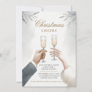 Elegant Champagne Christmas Party  Invitation