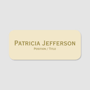 Elegant Champagne Cream & Gold Modern Professional Name Tag