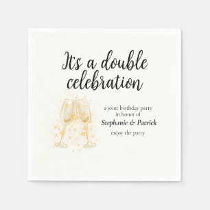 Elegant Champagne Double Celebration Joint Party Napkin