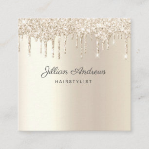 Elegant Champagne Dripping Glitter Professional Square Business Card