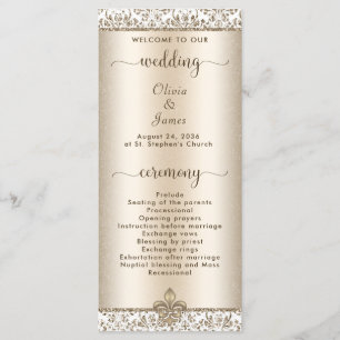 Elegant Champagne Fleur de Lis WEdding Programme