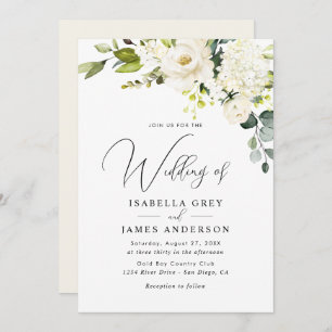 Elegant Champagne Floral Wedding Invitation