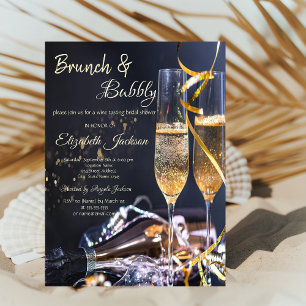 Elegant Champagne Glass Brunch & Bubbly Bridal Invitation