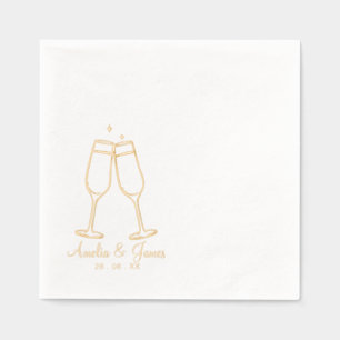 Elegant Champagne glass Cocktail Wedding Foil Napkins