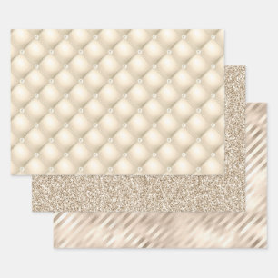 Elegant Champagne Glitter Glam Patterns Wrapping Paper Sheet