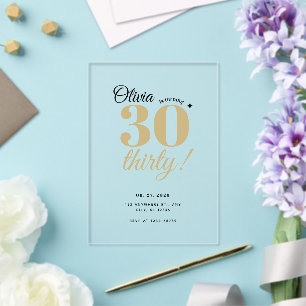 Elegant Champagne Gold 30th Birthday Acrylic Invitations